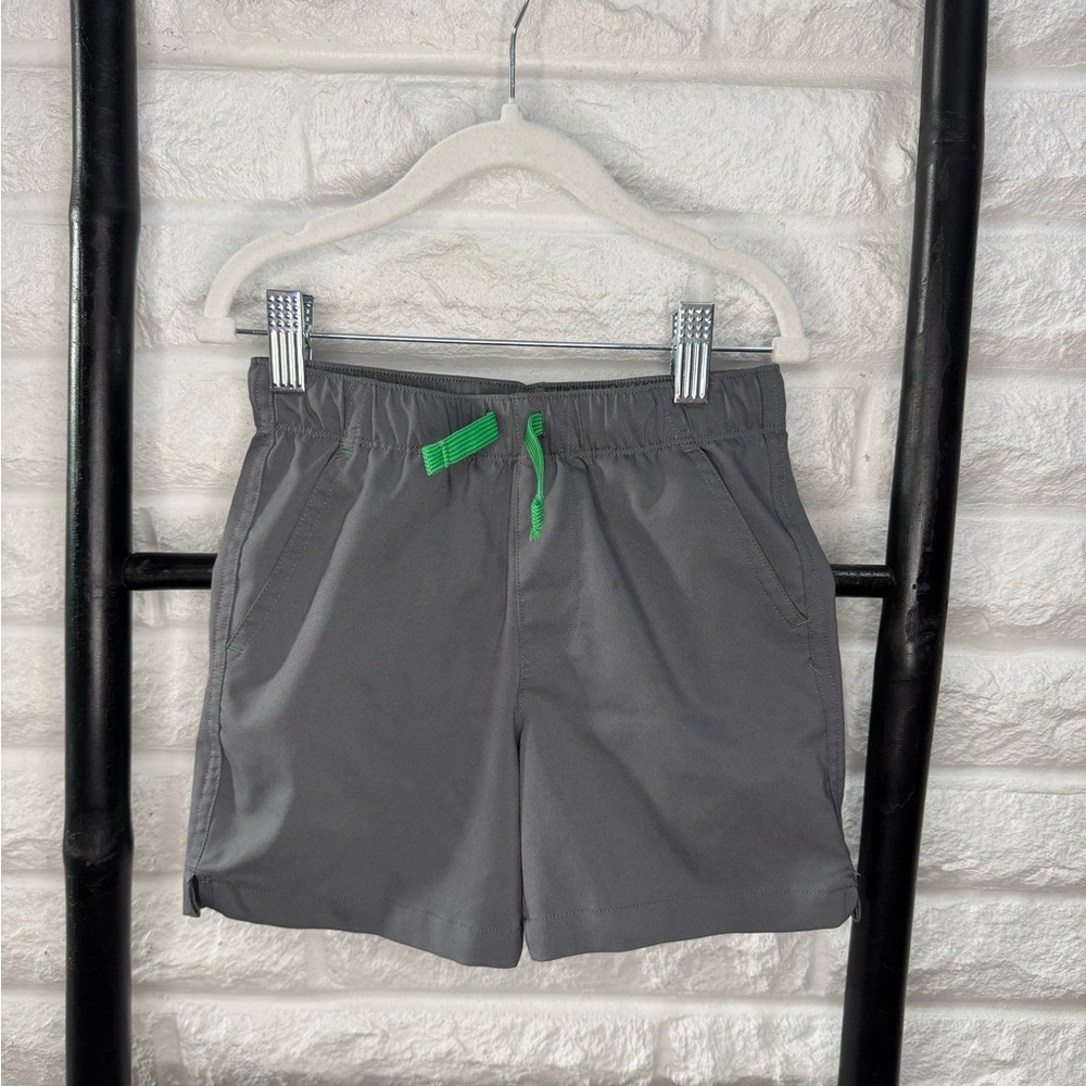 Primary Gray Athletic Shorts with Green Drawstring